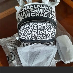 Brand NWT Michael Kors black and white backpack